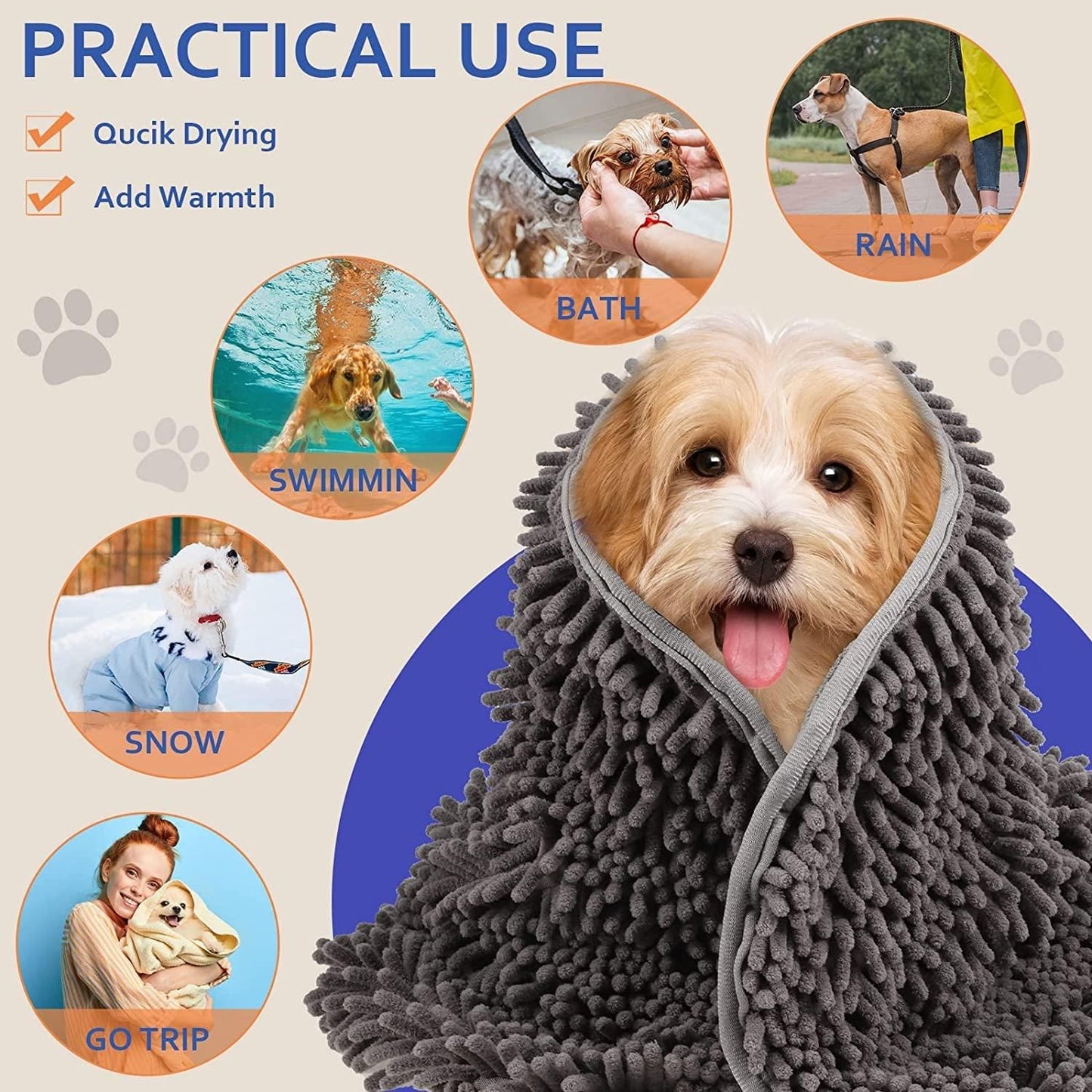 Ultra-Soft Microfiber Pet Towel – Dry Your Pet in Minutes! 🐾