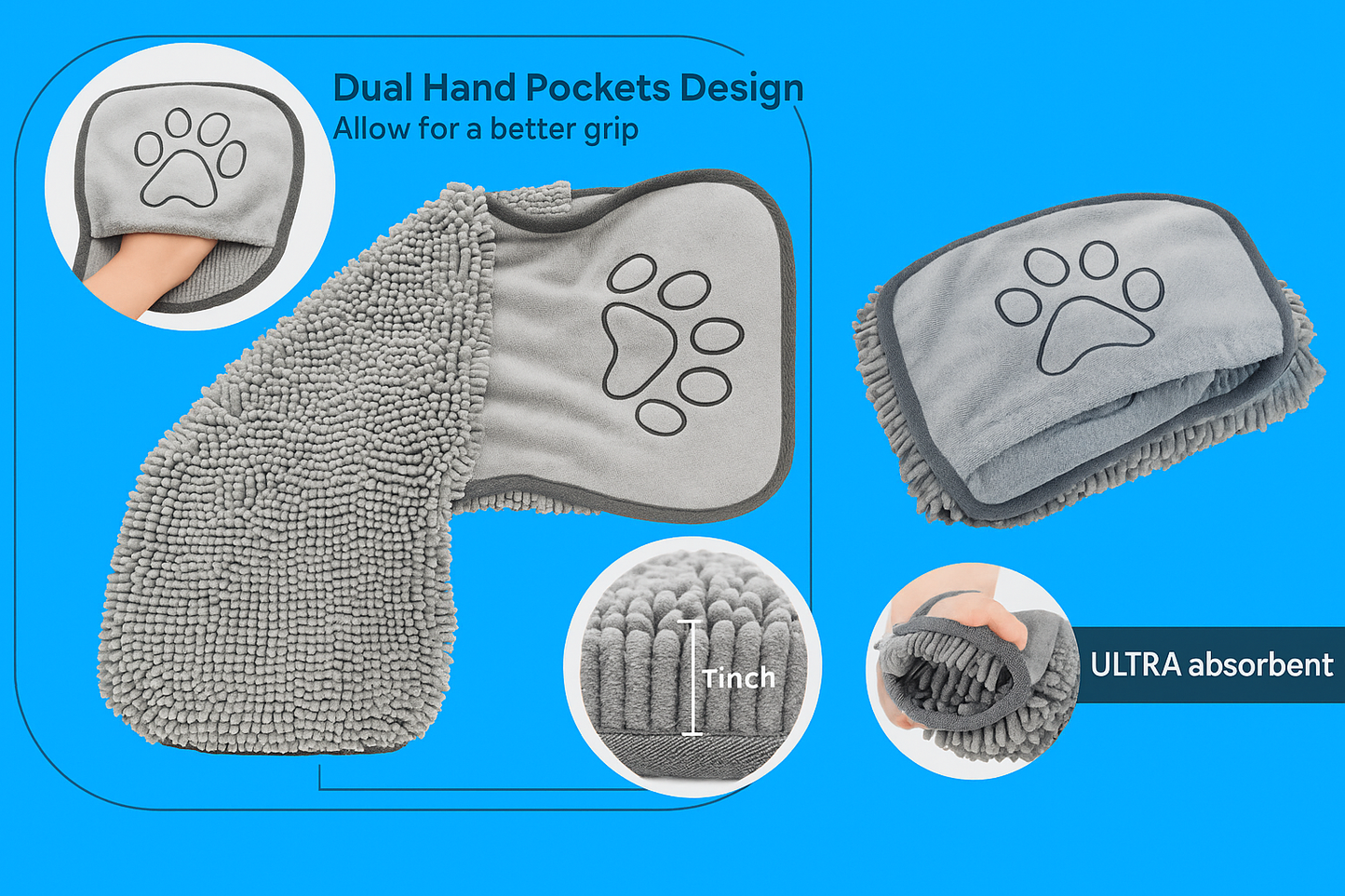 Ultra-Soft Microfiber Pet Towel – Dry Your Pet in Minutes! 🐾